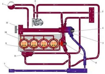 Как циркулирует жидкость в системе охлаждения двигателя?