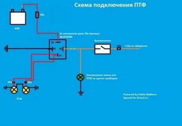 Как правильно подключить противотуманные фары через реле?